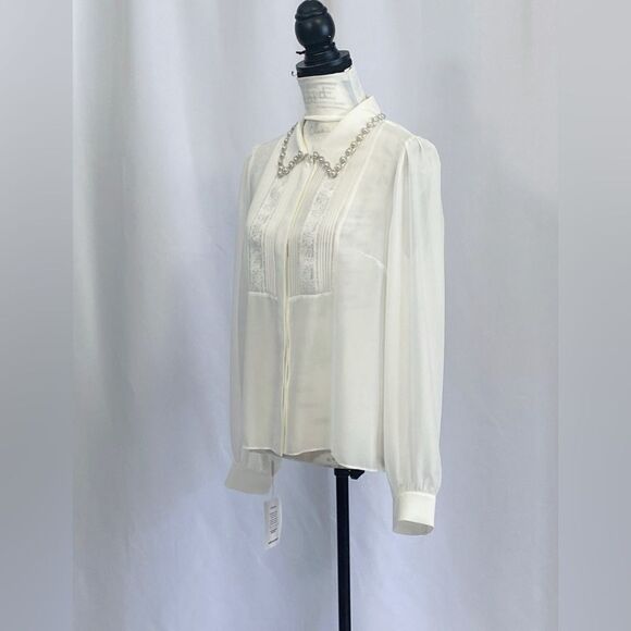 Self-Portrait Chiffon Rhinestone Detail Top size 10 - Picture 10 of 14